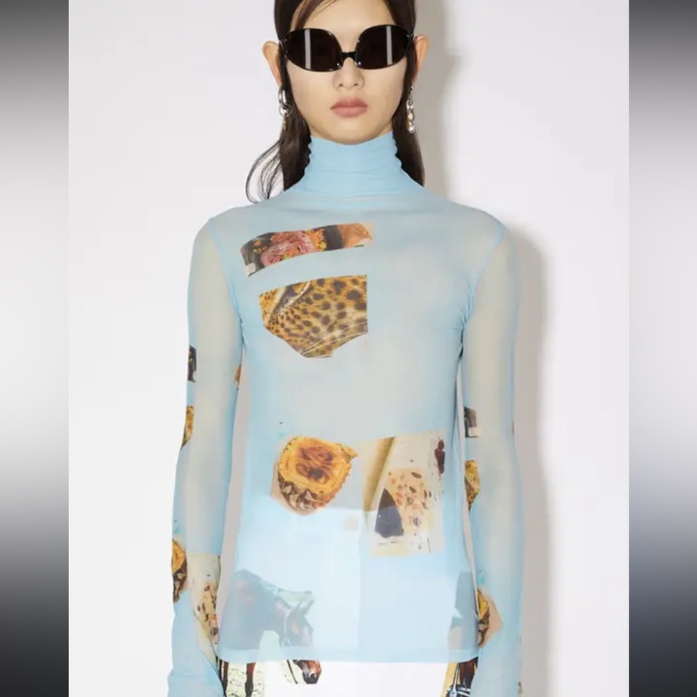 Acne Studios Denise Mesh Turtleneck Top Small